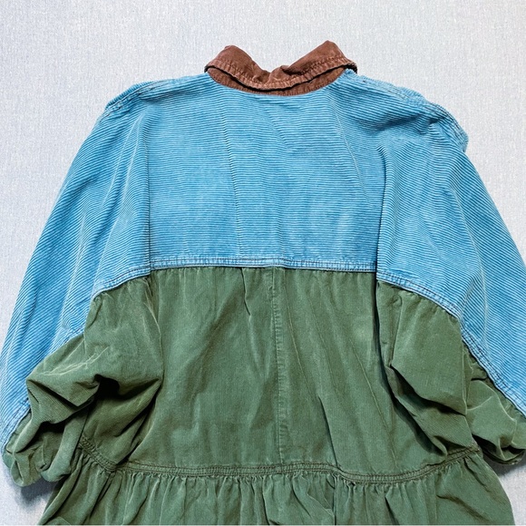 Free People Wild Roads Mini Button Down Puff Sleeve Babydoll Pocket Dress Size S - Picture 7 of 7